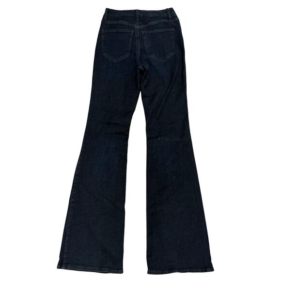 Express High Rise Flare Jeans Dark Wash 4 Small Hyper Stretch Casual Everyday - Picture 2 of 7